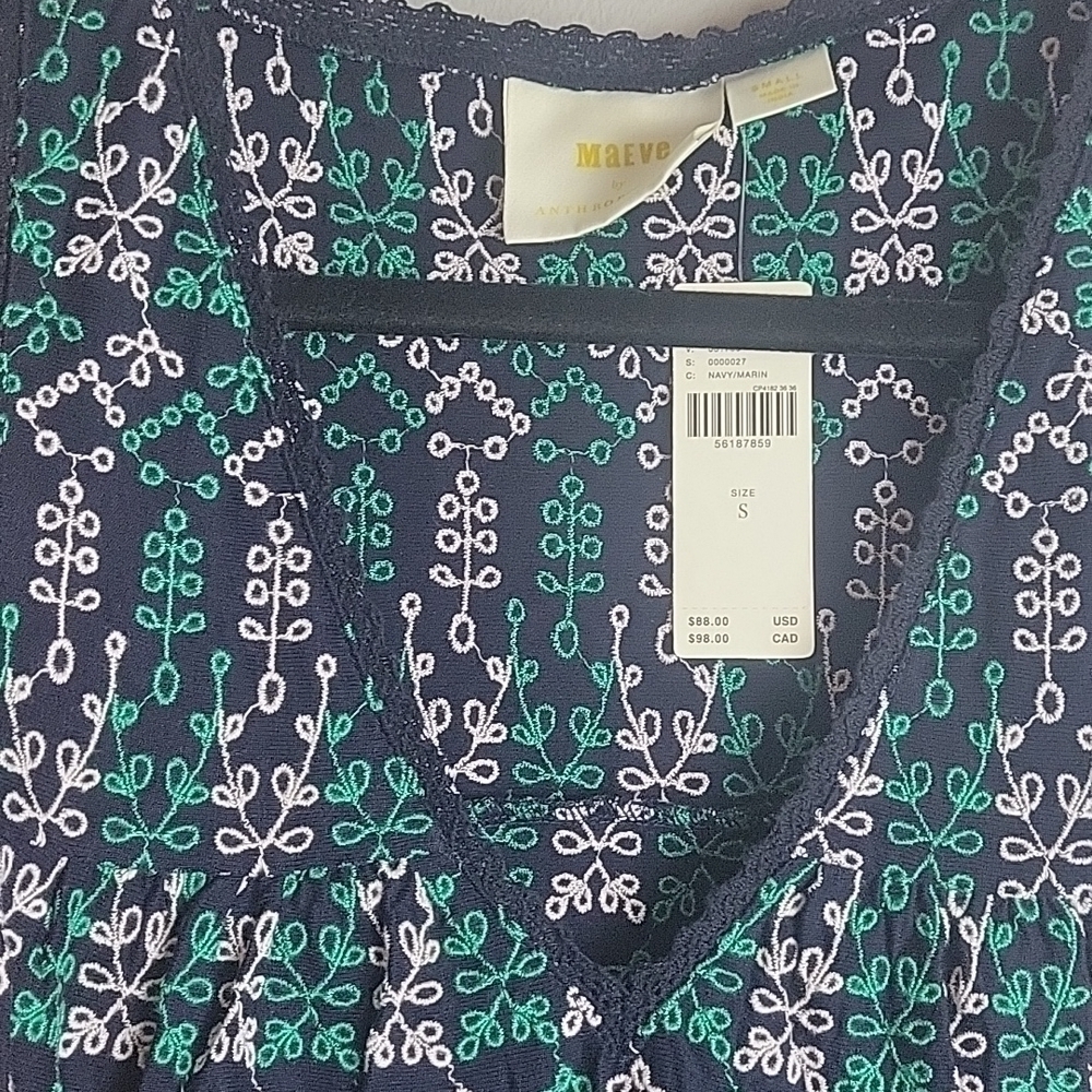 Maeve By Anthropologie-NWT- Cammie Embroidered Peplum Top-Size Small - Picture 10 of 17